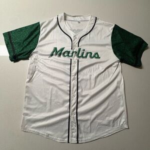 White and Green Flanagans Festival Marlins Baseball Jersey